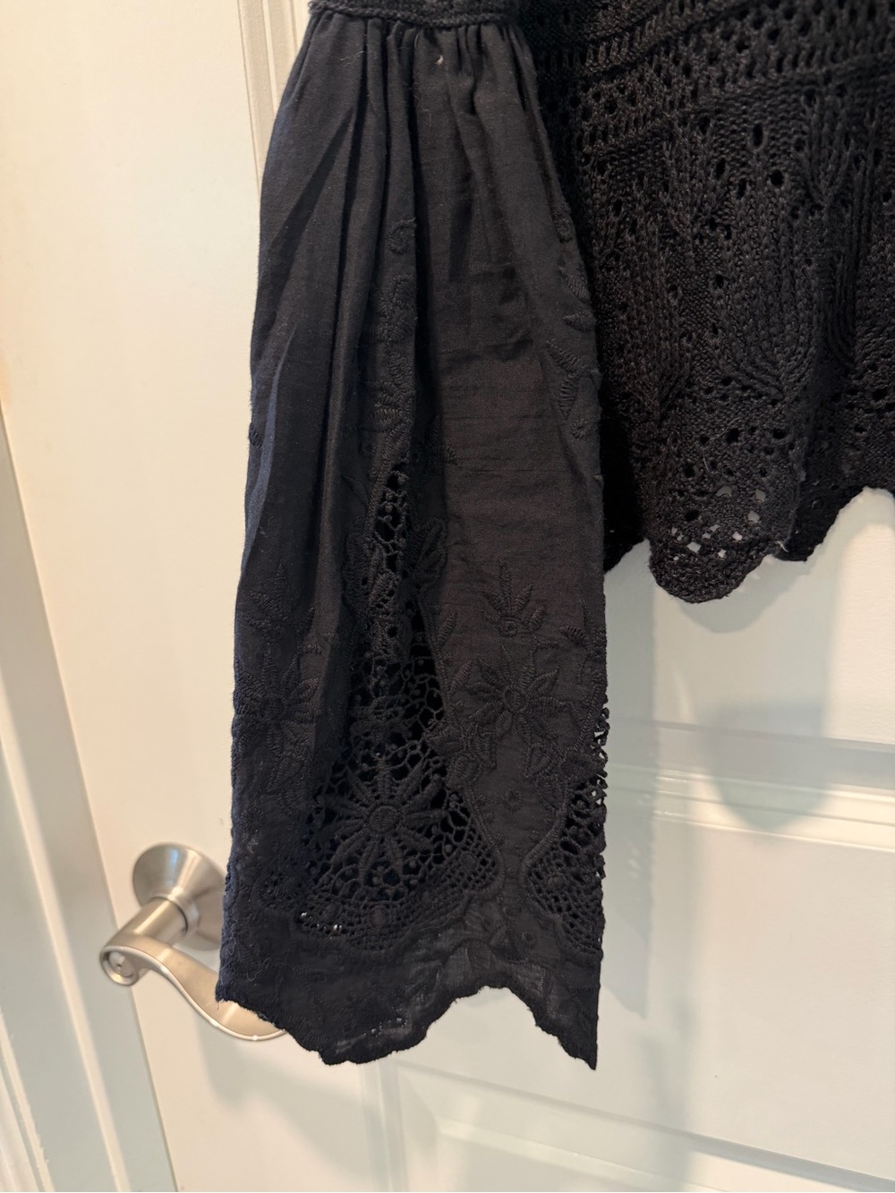 Free People Black Crochet Lace Bell Sleeve Top - Picture 4 of 4